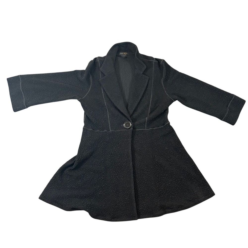 Eva Varro Textured Cardigan Jacket Fitted Flare Hem Career Black Medium USA